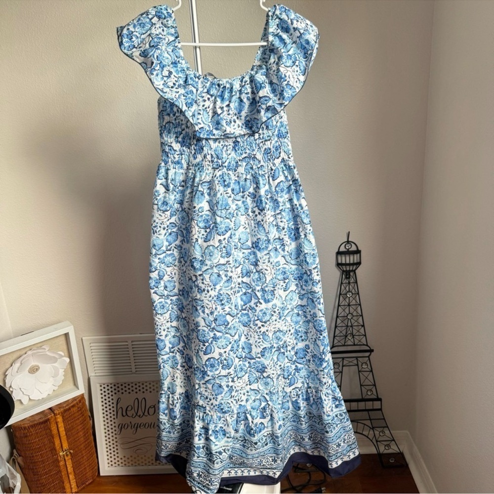 ZARA FLORAL PRINT OFF THE SHOULDER DRESS - Picture 4 of 12